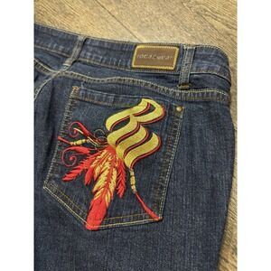 Vintage Rocawear Jeans Womens 15 Blue Embroidered y2k 90s Streetwear Hip Hop NYC